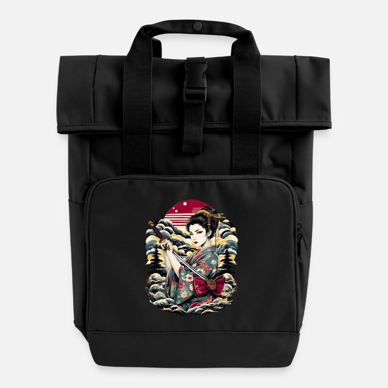 Geisha japonaise - Sac à dos Roll Top à deux anses - noir