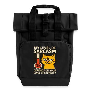 Freche Katze Sarkasmus Grafik T-Shirt - Rolltop Rucksack mit zwei Griffen - Schwarz - Vorne