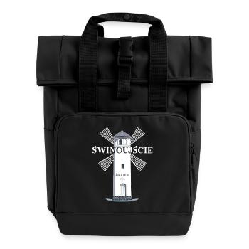 Świnoujście, Usedom Drawing Lighthouse, Poland - Roll Top Backpack with Two Handles - black - Front