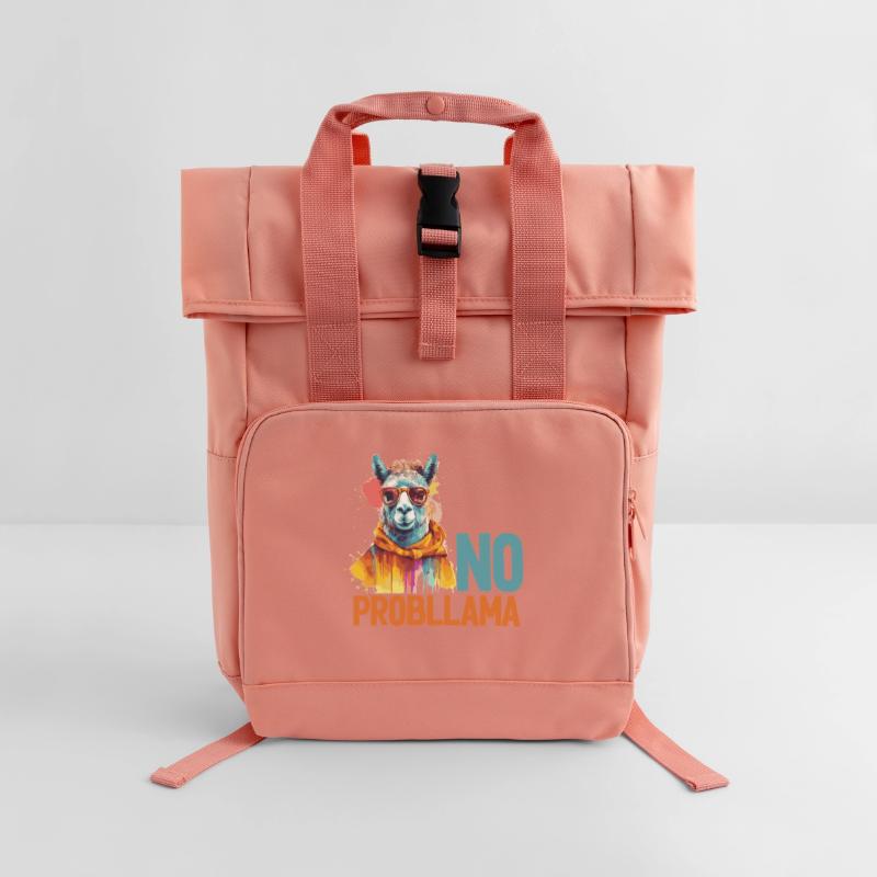 No problem Lama Roll Top Backpack with Two Handles