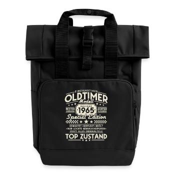Vintage classic car model 1965 year of manufacture - Roll Top Backpack with Two Handles - black - Front
