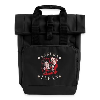 Sakura Japan - Roll Top Backpack with Two Handles - black - Front