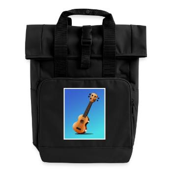 Cartoon Akustikgitarren-Poster - Rolltop Rucksack mit zwei Griffen - Schwarz - Vorne