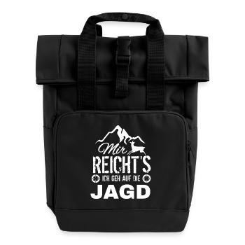 Mir Reicht's Jagd Motiv - Rolltop Rucksack mit zwei Griffen - Schwarz - Vorne