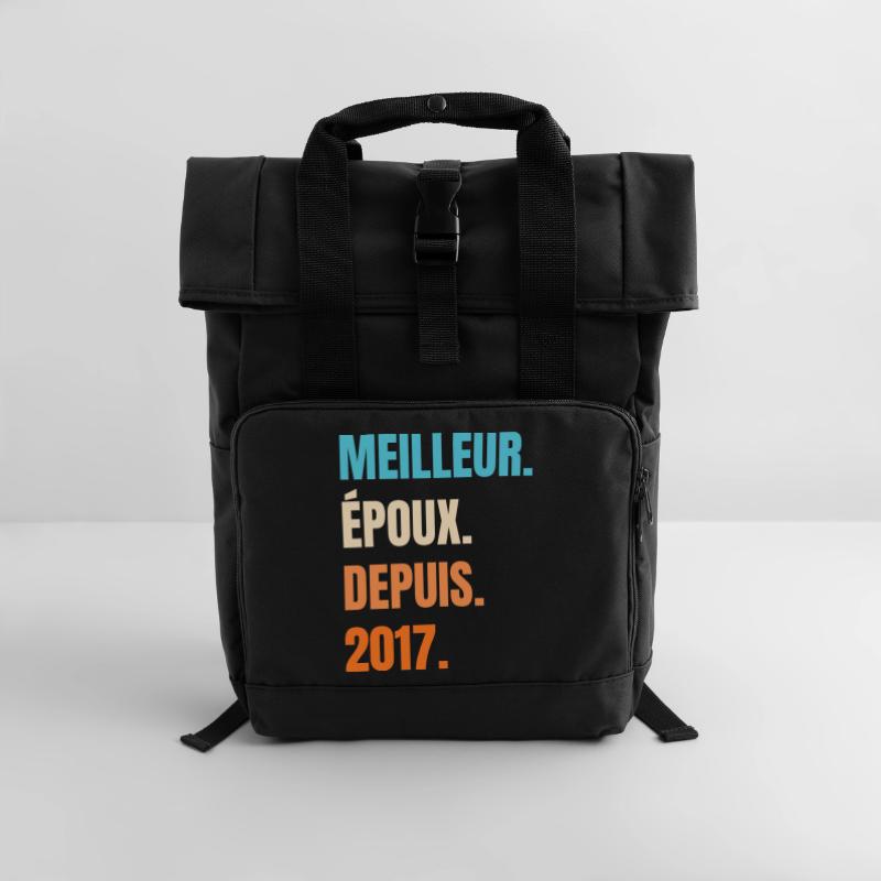Bester Ehemann seit 2017 Geschenk-Ehemann Rolltop Rucksack mit zwei Griffen