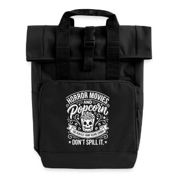 Horrorfilme Popcorn-Skull - Rolltop Rucksack mit zwei Griffen - Schwarz - Vorne