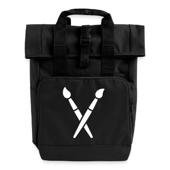 Pinceau, peinture, symbole artistique - Sac à dos Roll Top à deux anses - noir - Devant