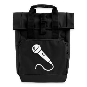 Mikrofon Karaoke Musiker Sänger Mikrophon Singen - Rolltop Rucksack mit zwei Griffen - Schwarz - Vorne