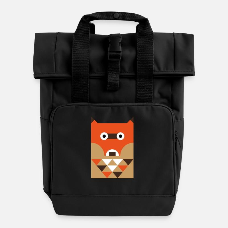 Fuchs - Rolltop Rucksack mit zwei Griffen - Schwarz