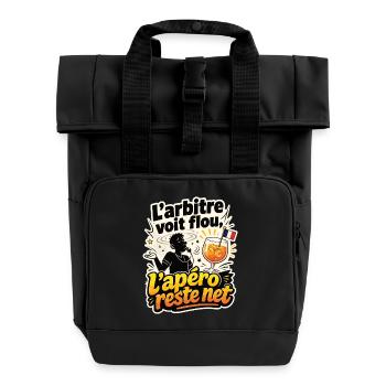L’arbitre voit flou, l’apéro reste net - Rolltop Rucksack mit zwei Griffen - Schwarz - Vorne