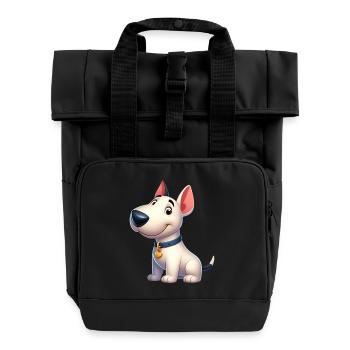 bull terrier - Roll Top Backpack with Two Handles - black - Front