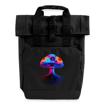 Psychedelic Mushroom - Roll Top Backpack with Two Handles - black - Front