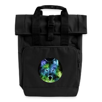 Wolves have powerful instinct and high intelligenc - Roll Top Backpack with Two Handles - black - Front