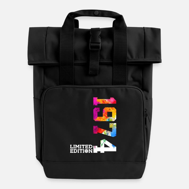 52ND BIRTHDAY LIMITED EDITION 1974 - Roll Top Backpack with Two Handles - black