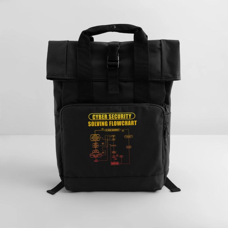Cyber Security Solving Flowchart Roll Top Backpack with Two Handles