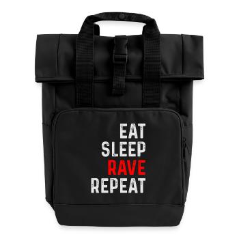 RAVE REPEAT - Roll Top Backpack with Two Handles - black - Front