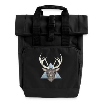 Deer Katze - Rolltop Rucksack mit zwei Griffen - Schwarz - Vorne
