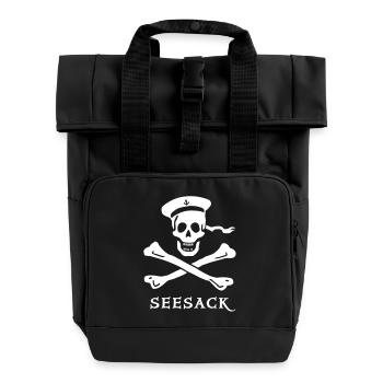~ Seesack ~ - Rolltop Rucksack mit zwei Griffen - Schwarz - Vorne