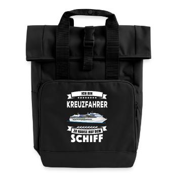 Kreuzfahrer Kreuzfahrt Kreuzfahrtschiff Geschenk - Rolltop Rucksack mit zwei Griffen - Schwarz - Vorne