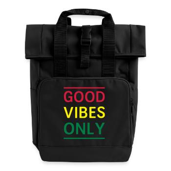 Good Vibes Only - Roll Top Backpack with Two Handles - black - Front