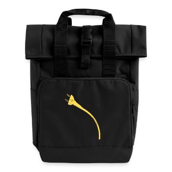Stecker Gelb - Rolltop Rucksack mit zwei Griffen - Schwarz - Vorne