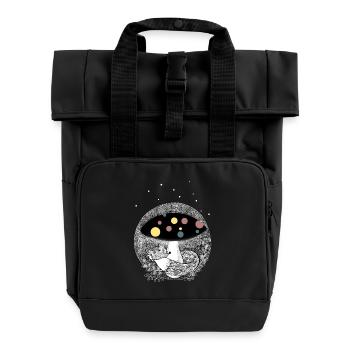 Niedlicher Fuchs Illustration - Rolltop Rucksack mit zwei Griffen - Schwarz - Vorne