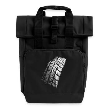 Reifenabdruck / Reifen / Motorrad / Auto - Rolltop Rucksack mit zwei Griffen - Schwarz - Vorne