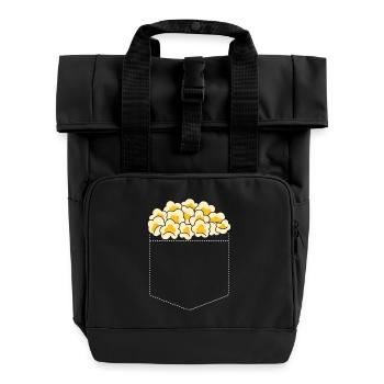 popcorn - Roll Top Backpack with Two Handles - black - Front