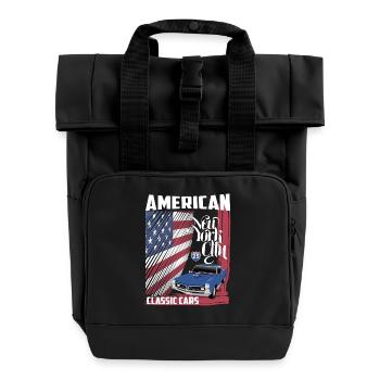 American Classic Cars - Rolltop Rucksack mit zwei Griffen - Schwarz - Vorne