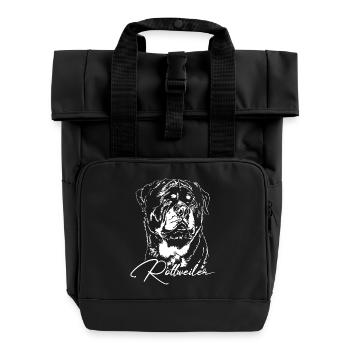 ROTTWEILER Hund Rotti Rottie IGP Wilsigns Hunde - Rolltop Rucksack mit zwei Griffen - Schwarz - Vorne