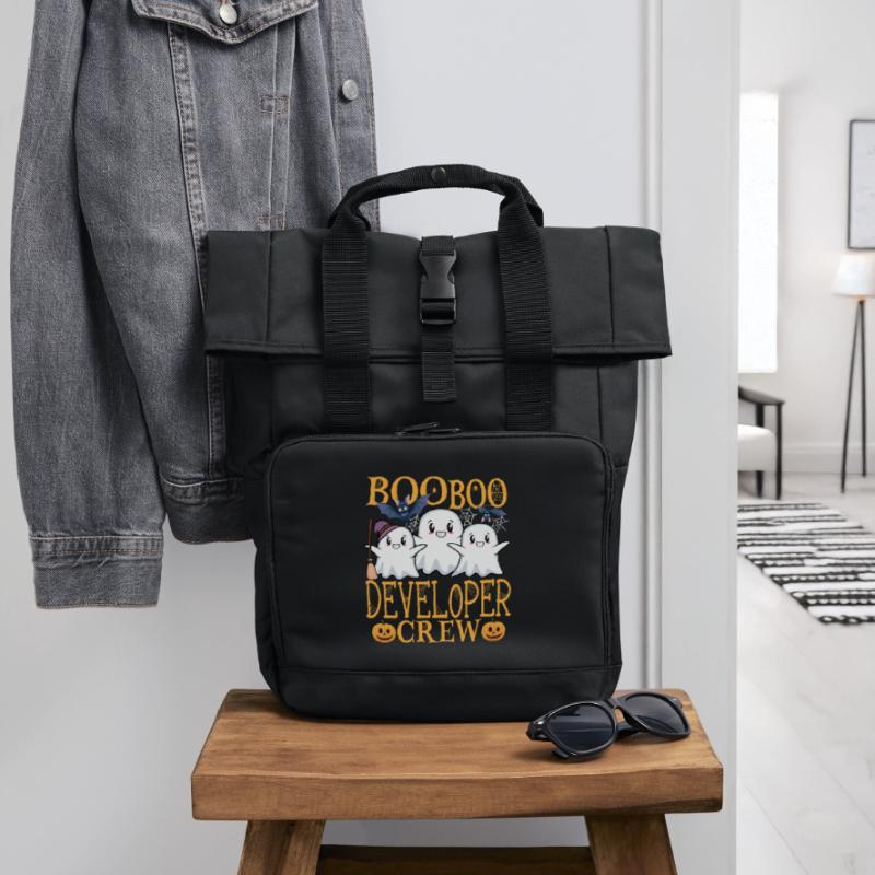 Entwickler Softwareentwickler Informatiker Coder Rolltop Rucksack mit zwei Griffen