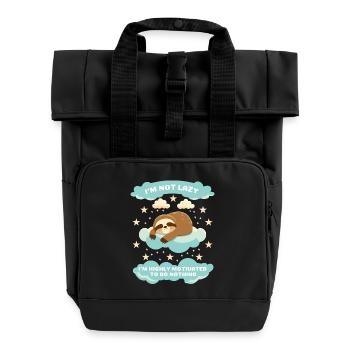 Sleeping Faultsloth Motivation - Roll Top Backpack with Two Handles - black - Front