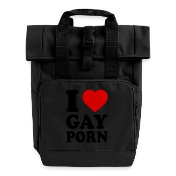 I love gay porn - Roll Top Backpack with Two Handles - black - Front