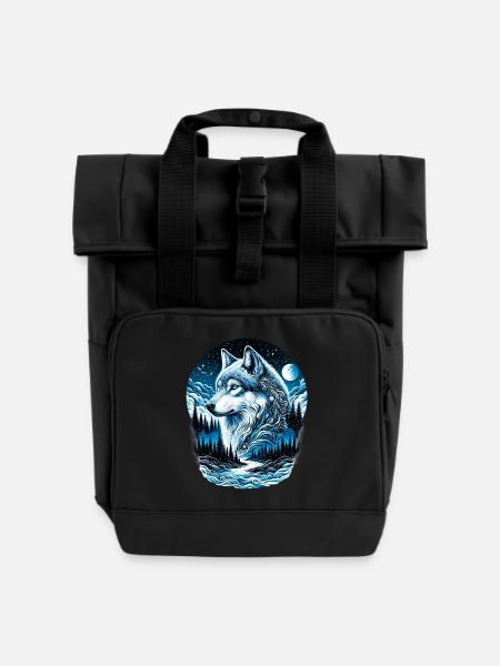 Wolf - Rolltop Rucksack mit zwei Griffen - Schwarz