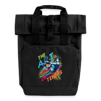Dynamischer Aufschlag: Die Kunst des Tennis in Bewegung - Rolltop Rucksack mit zwei Griffen - Schwarz - Vorne