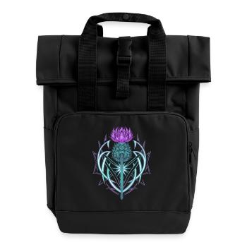 Distel Schild Celtic Knots Thistle Lover - Rolltop Rucksack mit zwei Griffen - Schwarz - Vorne
