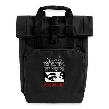 **Your Aura** Streetwear - Roll Top Backpack with Two Handles - black - Front
