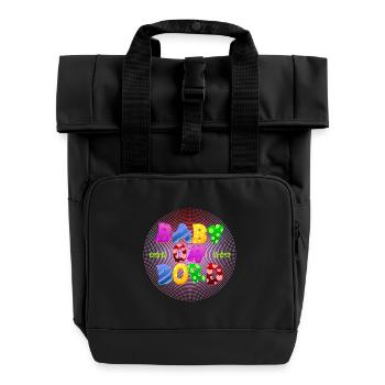 Baby Eltern Kind Geschenk Sprüche Geburt Mama Papa - Rolltop Rucksack mit zwei Griffen - Schwarz - Vorne
