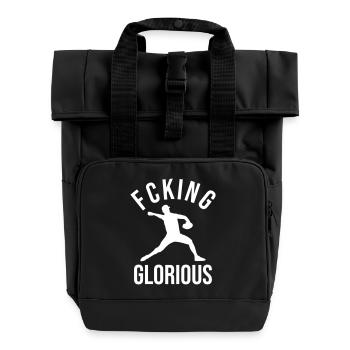 Cooler Baseballspieler - Rolltop Rucksack mit zwei Griffen - Schwarz - Vorne