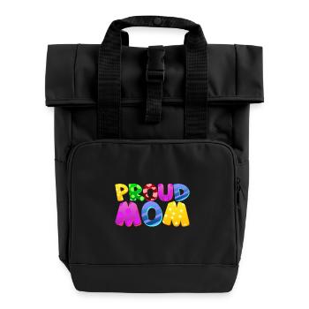 Baby Eltern Kind Geschenk Sprüche Geburt Mama Papa - Rolltop Rucksack mit zwei Griffen - Schwarz - Vorne