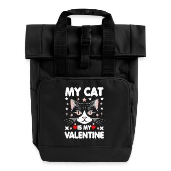 Meine Katze Ist mein Valentin - Rolltop Rucksack mit zwei Griffen - Schwarz - Vorne