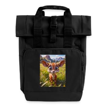 animaux africains super mignons – Antilope - Sac à dos Roll Top à deux anses - noir - Devant