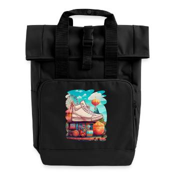 Création colorée fête foraine, jeux, bonbons - Sac à dos Roll Top à deux anses - noir - Devant