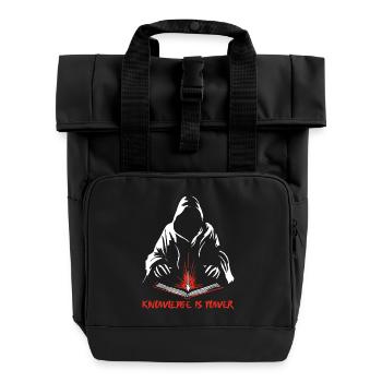 Wissen ist Macht - Rolltop Rucksack mit zwei Griffen - Schwarz - Vorne