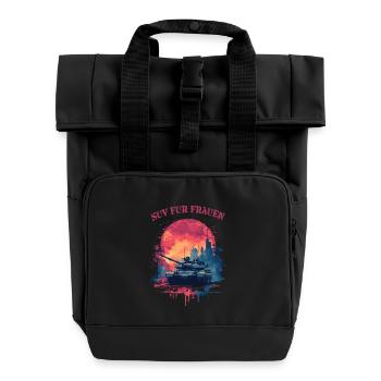 Panzer - SUV für Frauen - Rolltop Rucksack mit zwei Griffen - Schwarz - Vorne