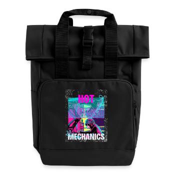Hot Mechanics – Neon Monkey Garage Design - Rolltop Rucksack mit zwei Griffen - Schwarz - Vorne