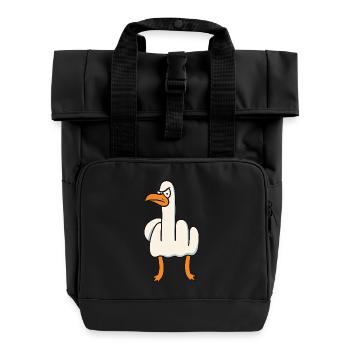 Mittelfinger Gans Möwe - Rolltop Rucksack mit zwei Griffen - Schwarz - Vorne