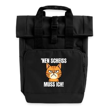 Je dois baiser un chat coquin drôle - Sac à dos Roll Top à deux anses - noir - Devant