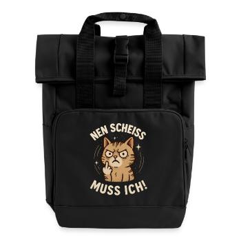 Drôle de chat avec un dicton effronté 'a shit - Sac à dos Roll Top à deux anses - noir - Devant