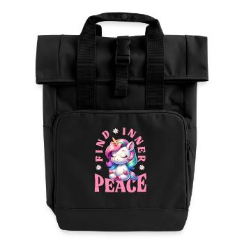 Find Inner Peace Unicorn Yoga - Roll Top Backpack with Two Handles - black - Front
